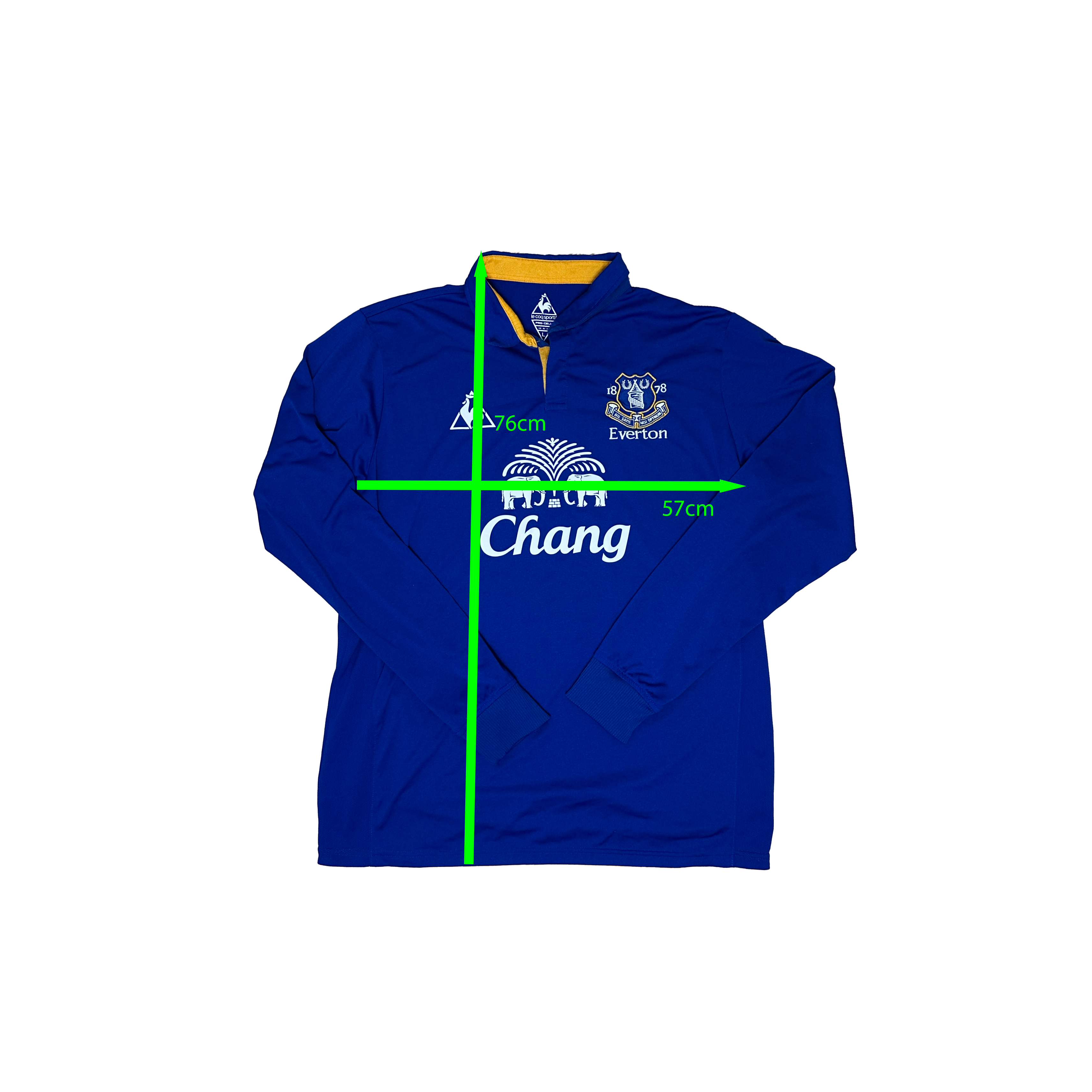 Everton Home Shirt Longsleeve 2011/2012 – Le Coq Sportif – L – Blauw Chang Beer