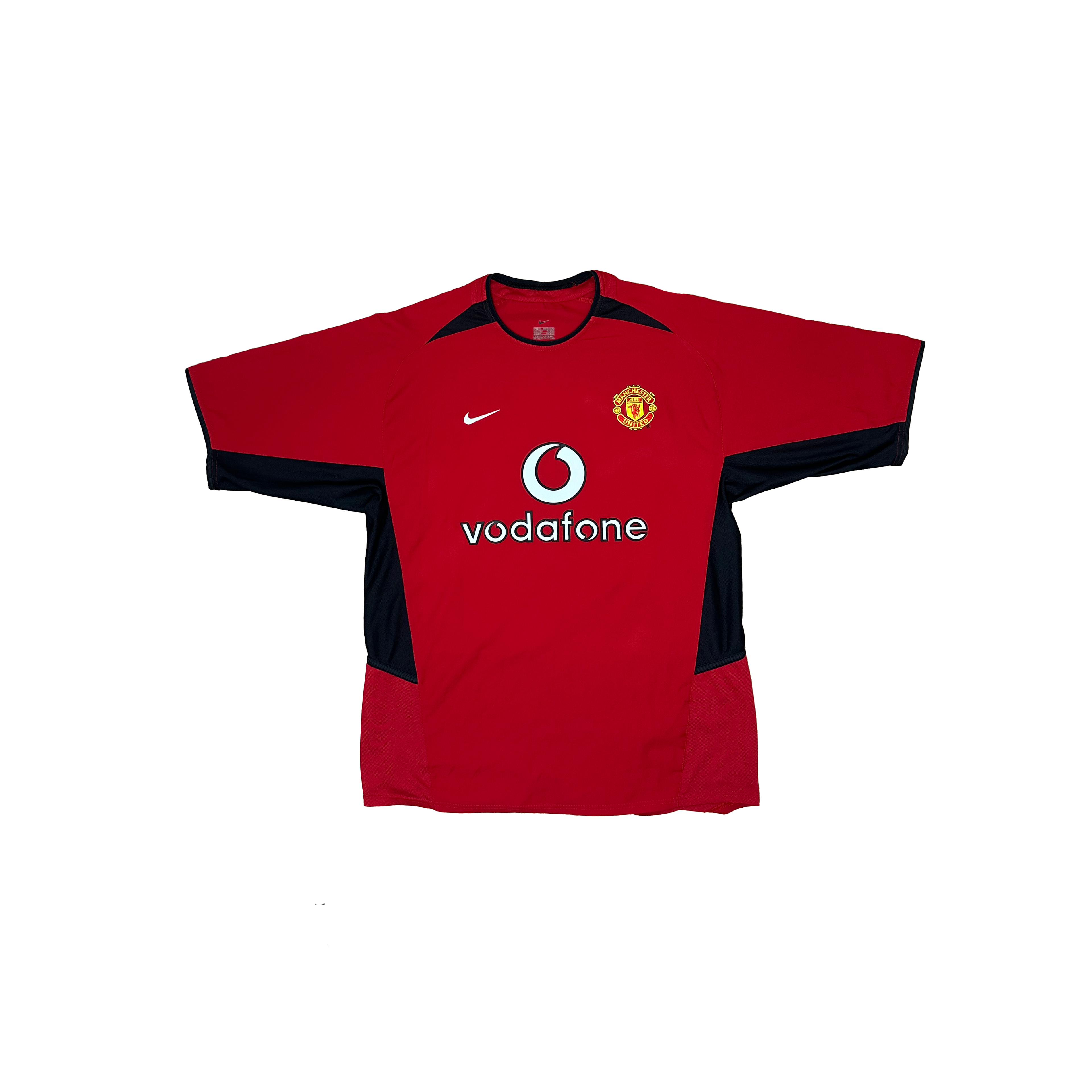 Manchester United Home Shirt 2002/2003 – Nike – M – Rood Zwart Vodafone