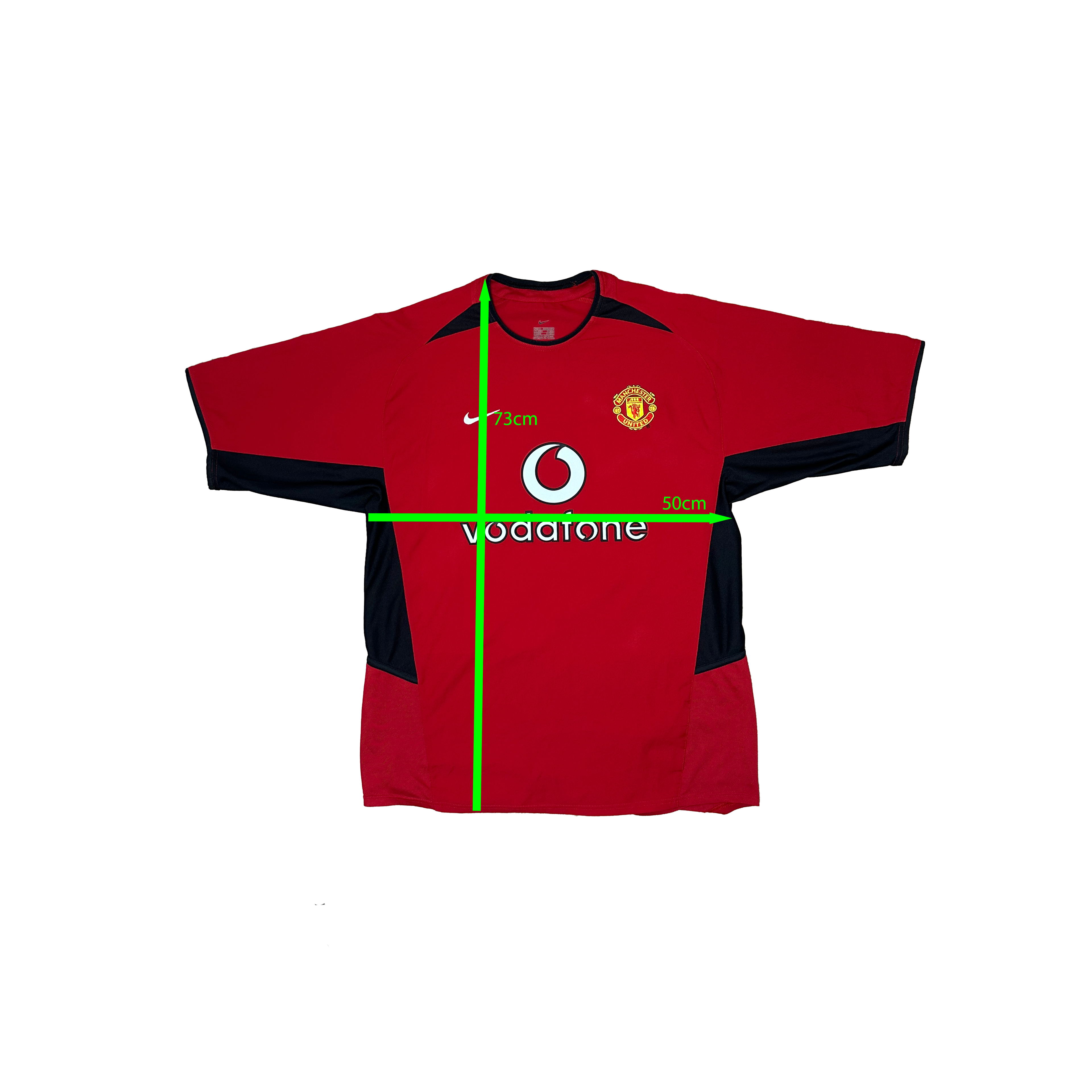 Manchester United Home Shirt 2002/2003 – Nike – M – Rood Zwart Vodafone