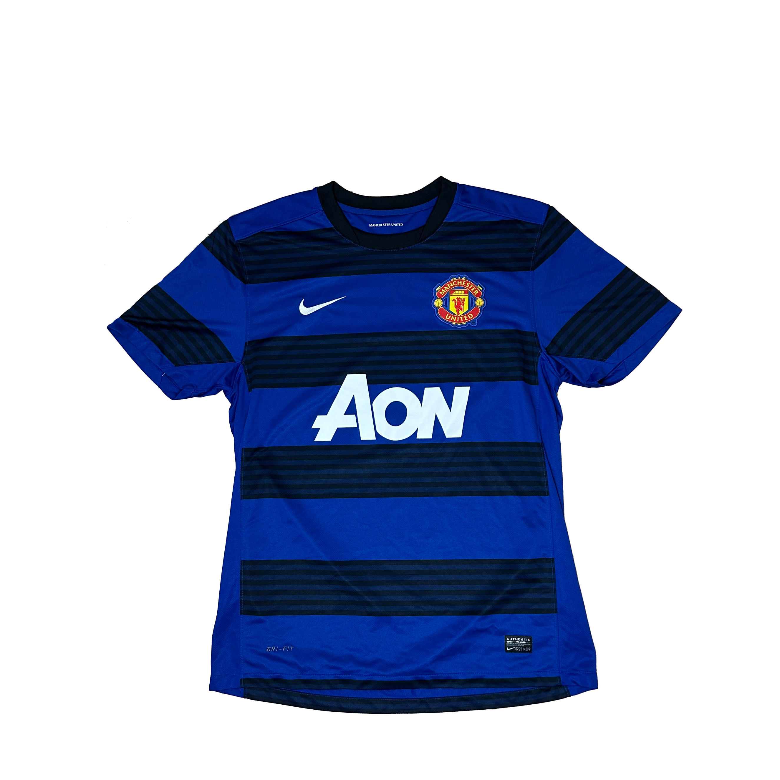 Manchester United Away Shirt 2011/2012 – Nike – L – Blauw Zwart Aon