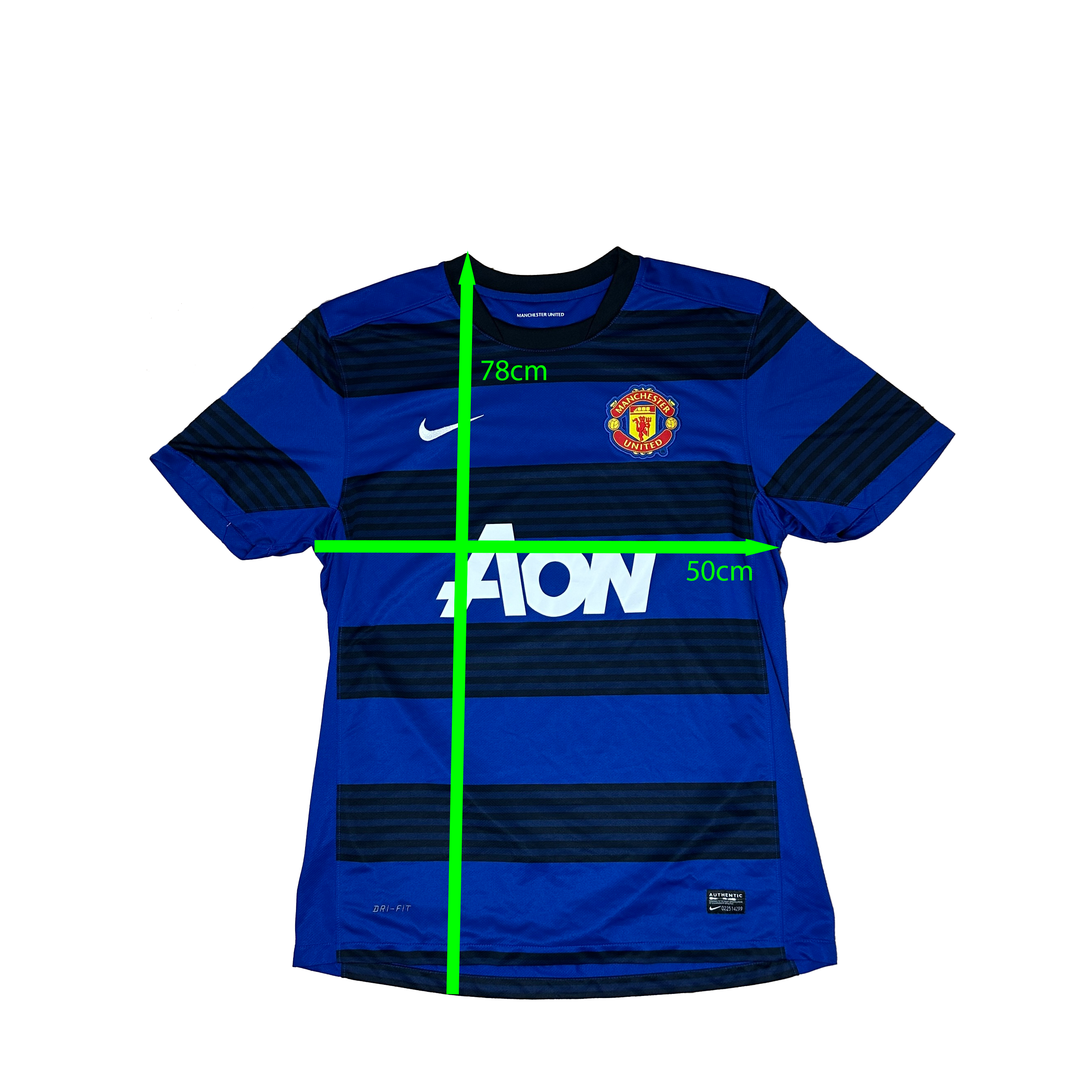 Manchester United Away Shirt 2011/2012 – Nike – L – Blauw Zwart Aon