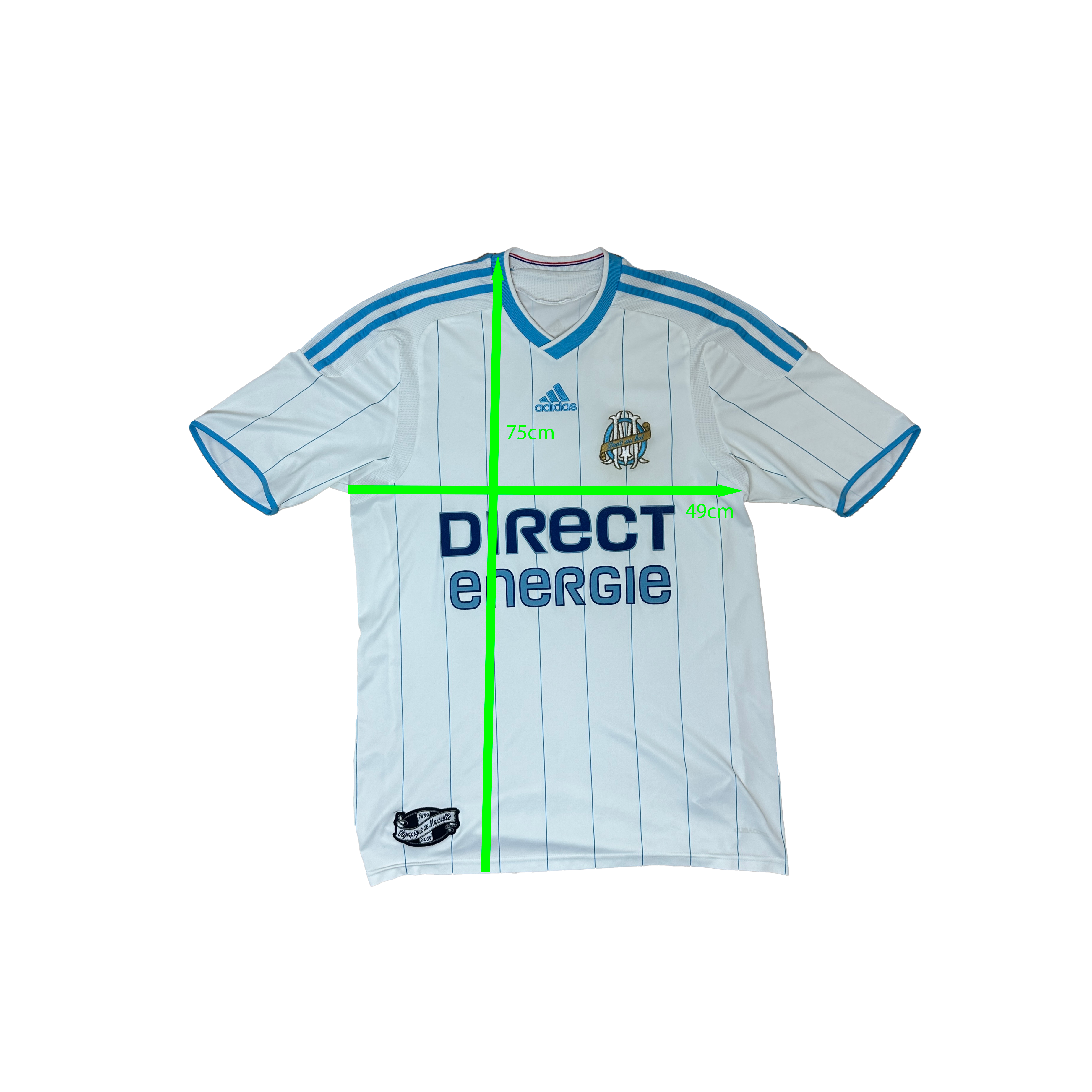 Olympique Marseille Home Shirt 2009/2010 – Adidas – M – Wit Blauw Direct Energie