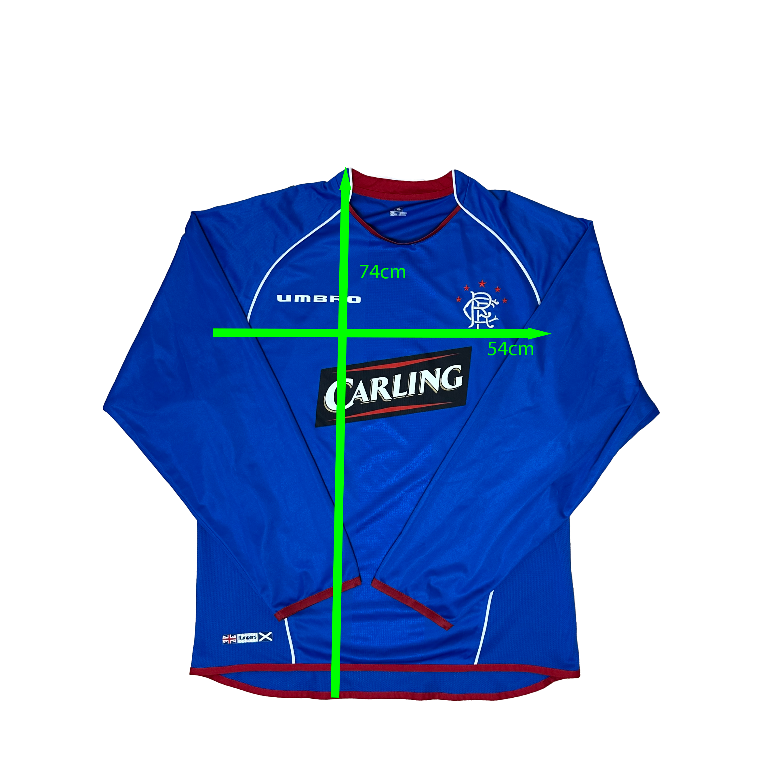Rangers Home Shirt Longsleeve 2005/2006 – Umbro – L – Blauw Carling